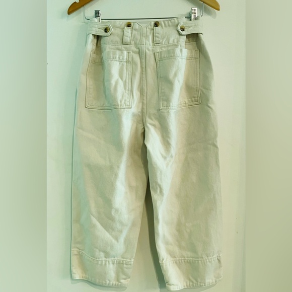 Ecru washed twill wide leg capri Sz M - Picture 2 of 8